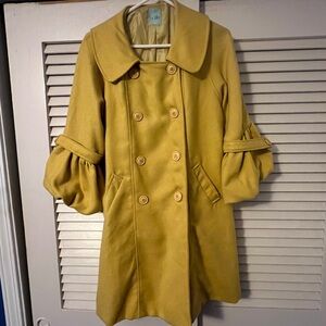Karlie Bell-Sleeve Three Quarter Length Pea Coat Yellow Size L